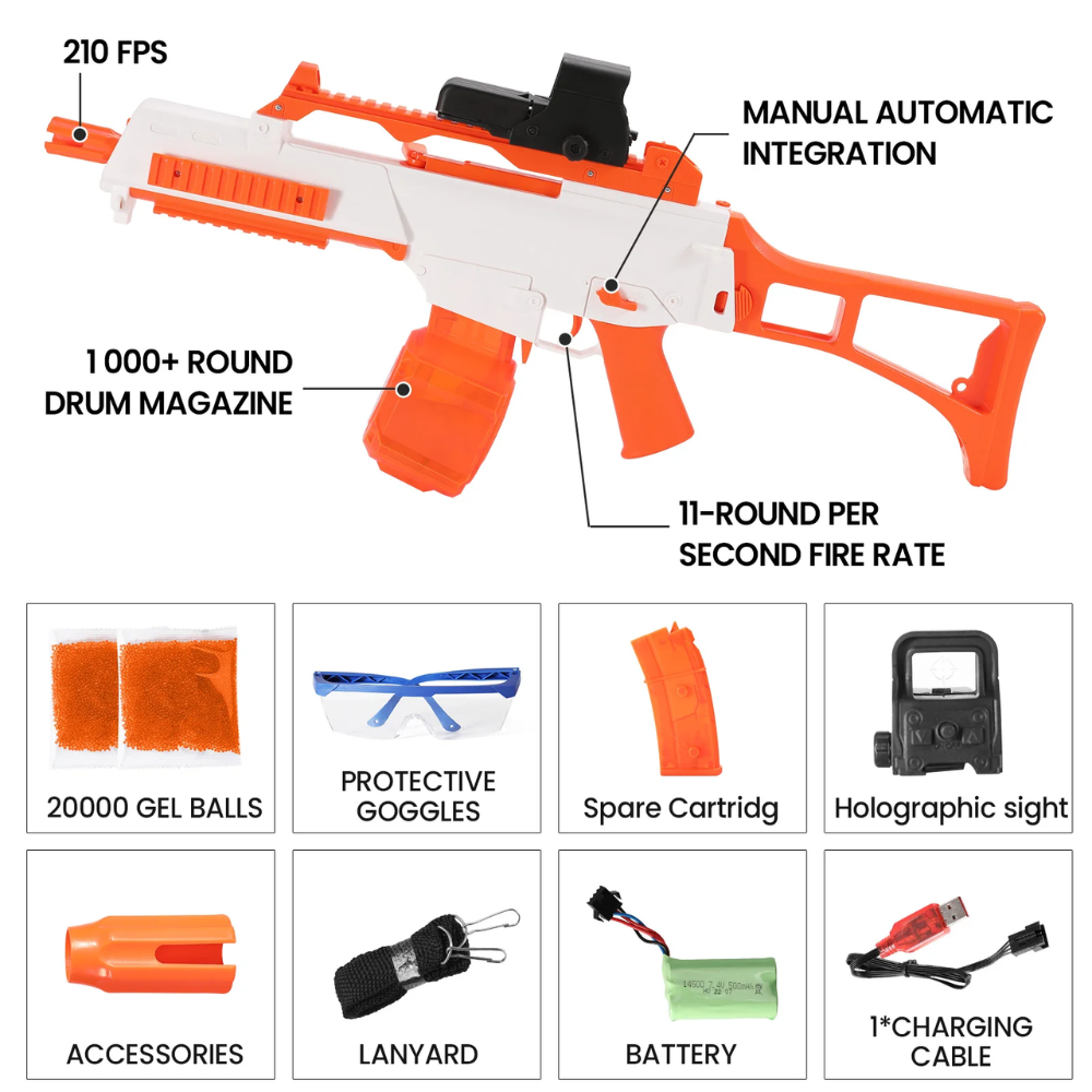 Pistola Fusil De Orbeez Tiro A Tiro Ráfaga Culata Plegable