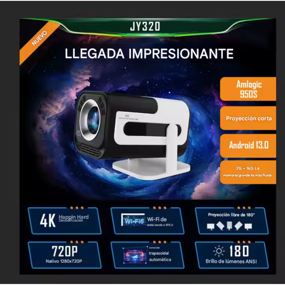 Proyector 4k Video Beam Wifi Bluetooth Jy320 Con Controles