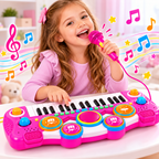 Piano Organeta Musical Infantil 37 Teclas Micrófono Rosado