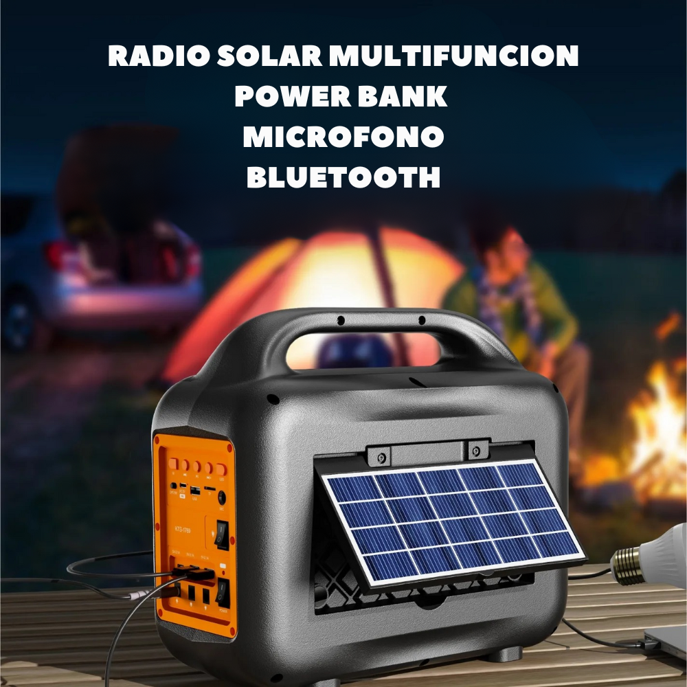 Parlante Bluetooth Solar Power Bank Micrófono Multifunción