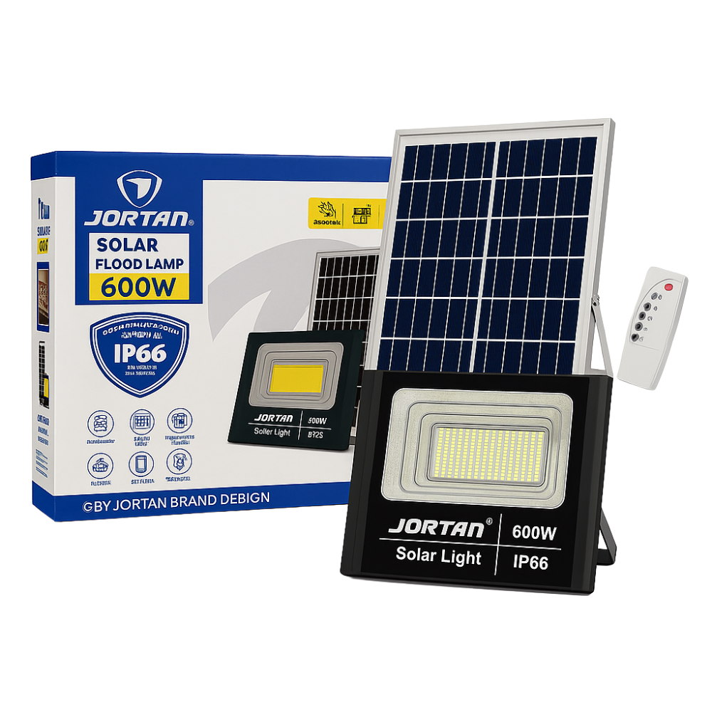 🌞Lampara Reflector Panel Solar Jortan 600w Ip66 Recargable⚡