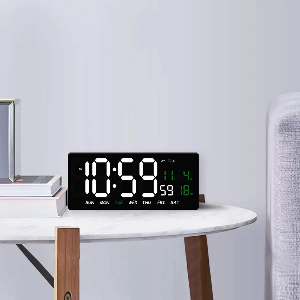 Reloj Digital Luz Led Calendario Temperatura Alarma De Pared Agregar a favoritos