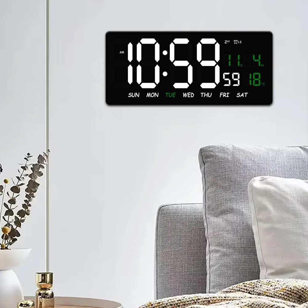 Reloj Digital Luz Led Calendario Temperatura Alarma De Pared Agregar a favoritos