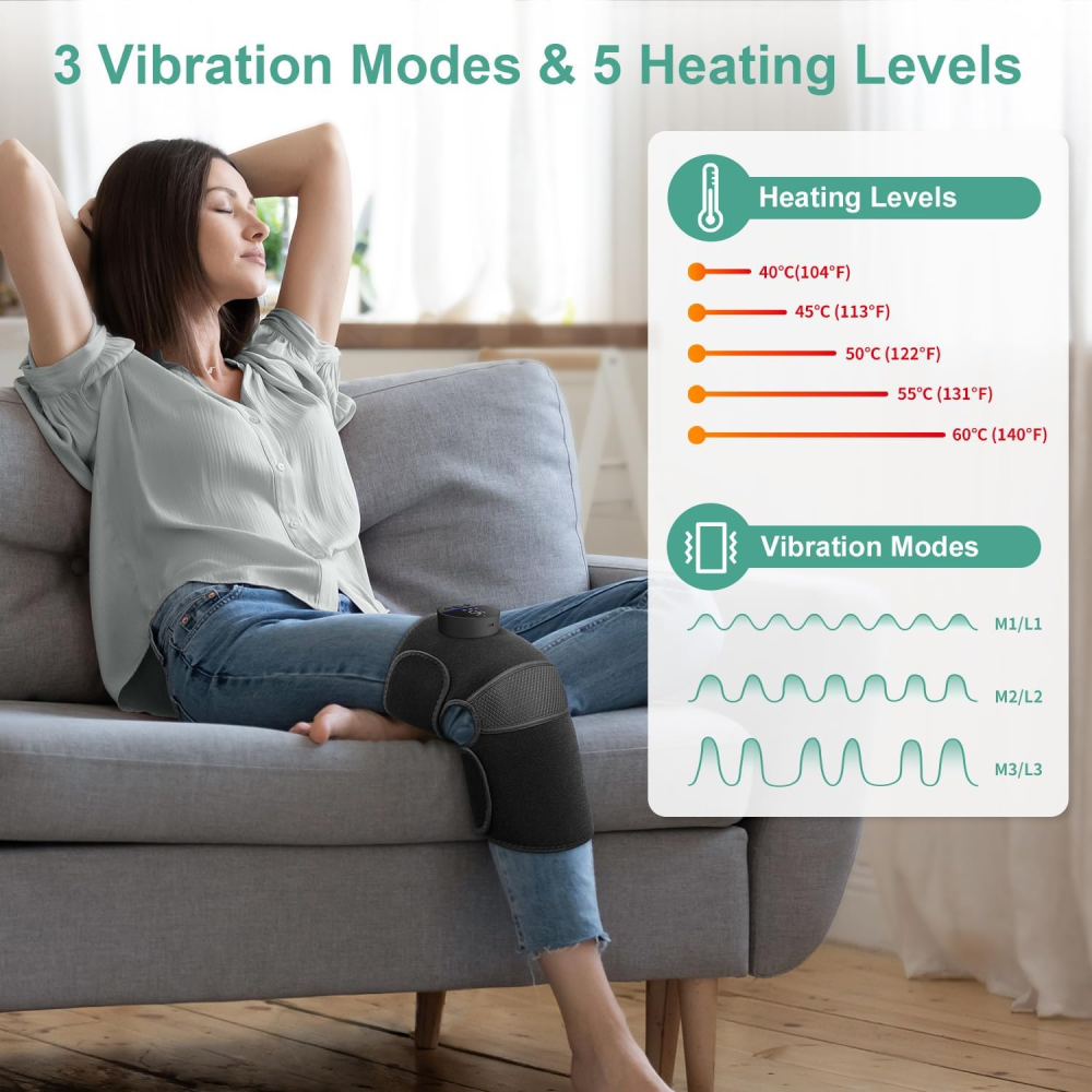 Rodillera Termica Masajeador 5 En 1 Electrico 3 Velocidades