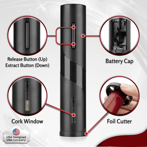 Abridor Vino Eléctrico Recargable USB Sacacorchos Automático Vertedor