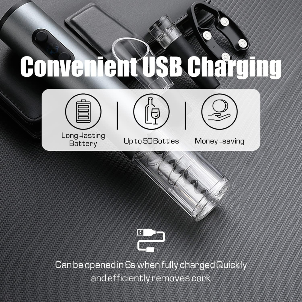 Kit Sacacorchos Recargable Luxury Accesorios Caja De Regalo