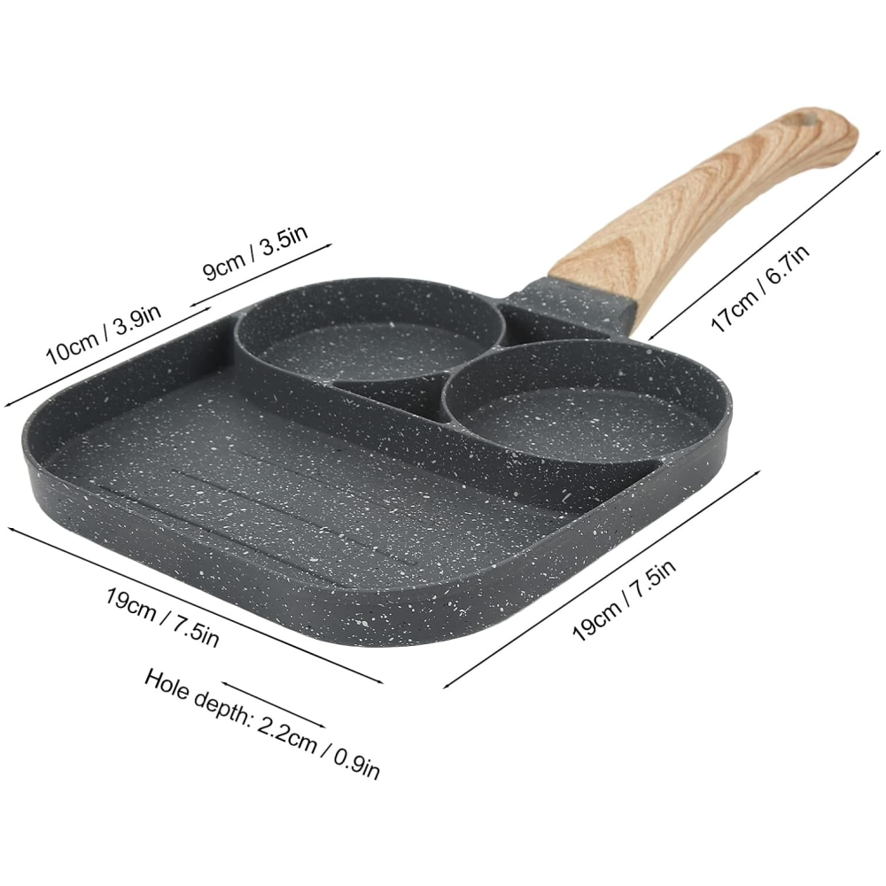 Sartén De 3 Puestos Para Huevos Arepas Antiadherente