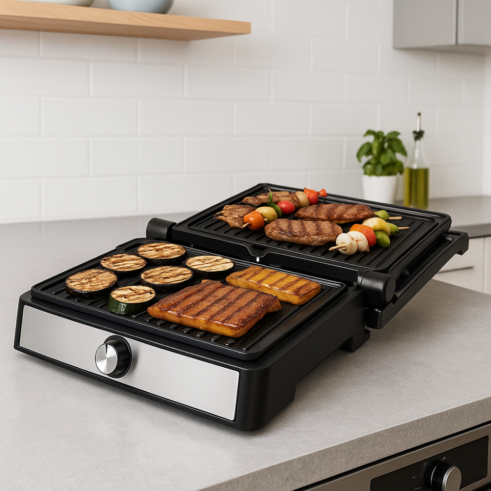 🔥Asador Plancha Parrilla Electrica Doble 2200w Antiadherente🌡️