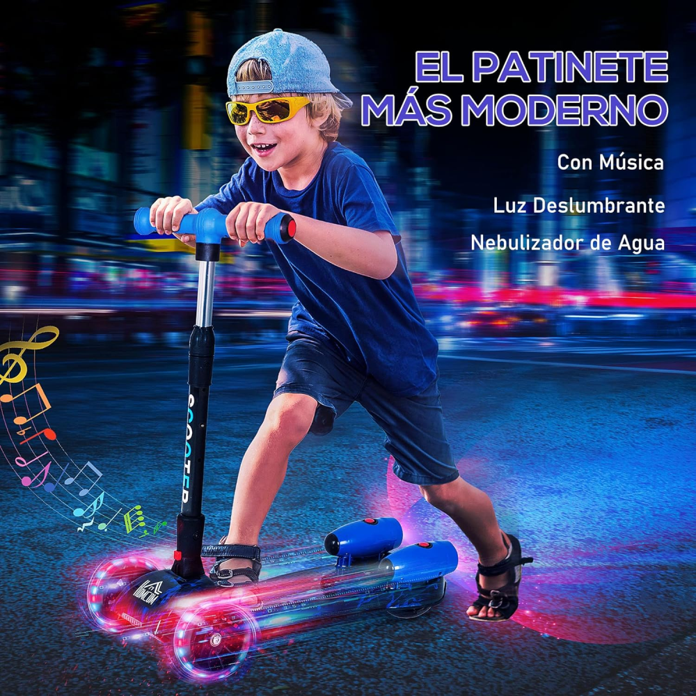 Patineta Scooter Con Humo Para Niños Bluetooth Luces Led