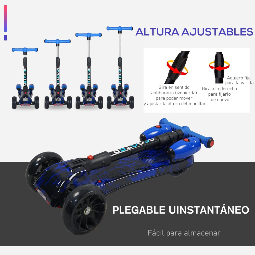 Patineta Scooter Con Humo Para Niños Bluetooth Luces Led