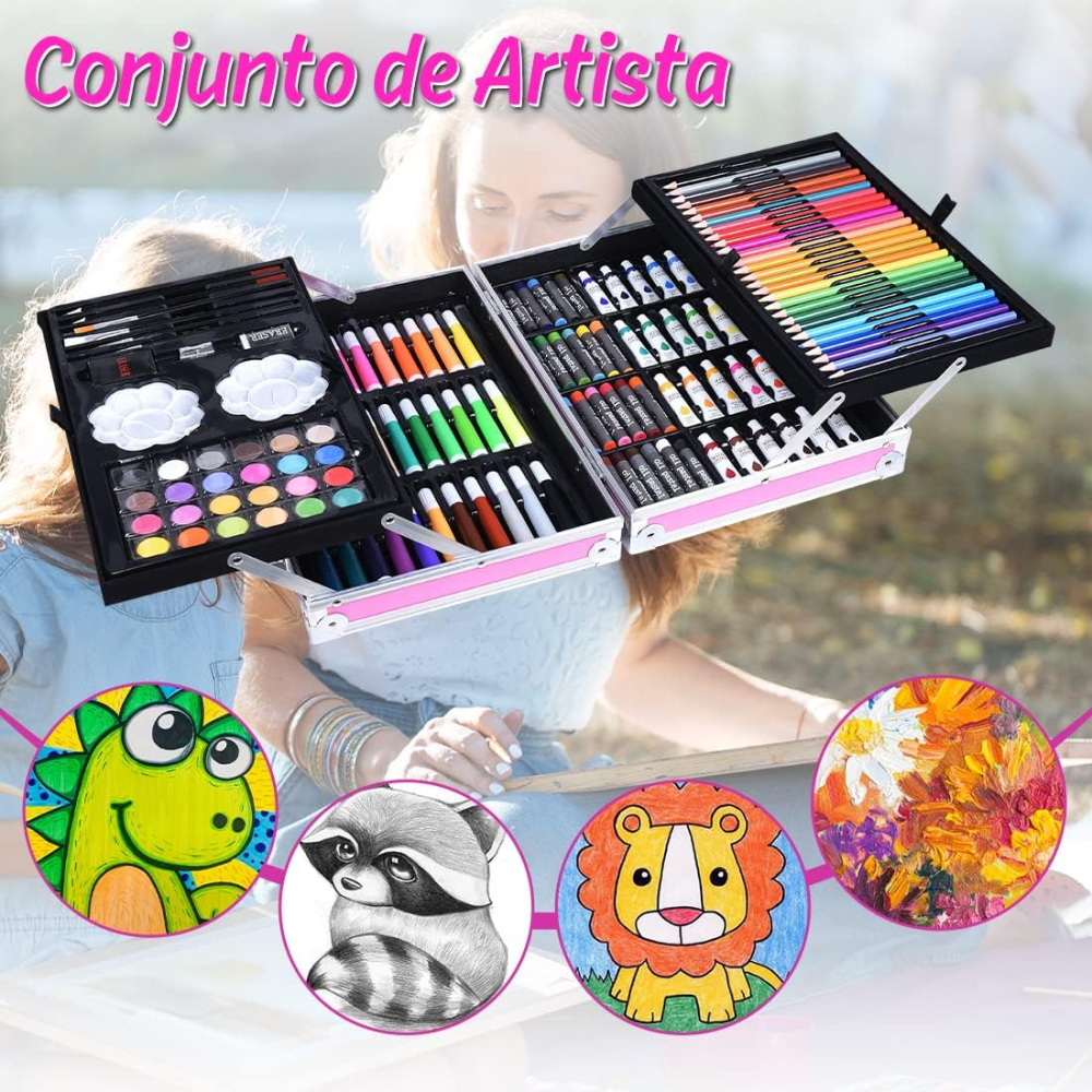 Set De Artes Profesional Para Niños Kit De Pintura 145 Pcs
