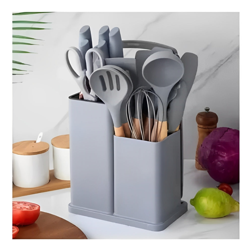 Set De Utensilios De Cocina Silicona Y Cuchillos Tabla 19pcs