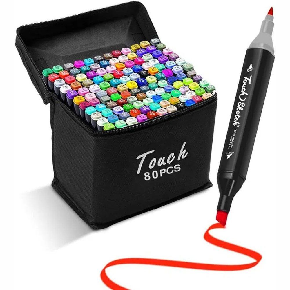 Caja De Marcadores Plumones Doble Punta