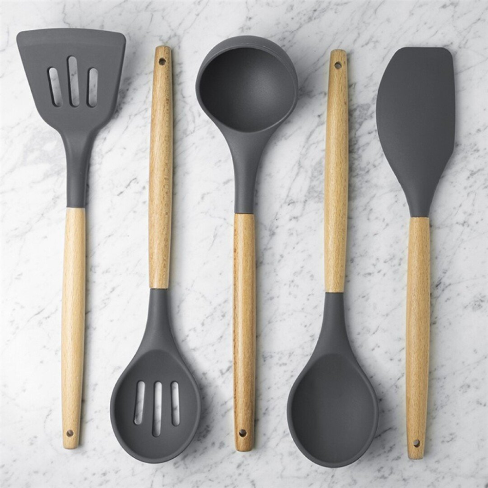 Utensilios Cocina Silicona Resistente Base Giratoria Inoxidable