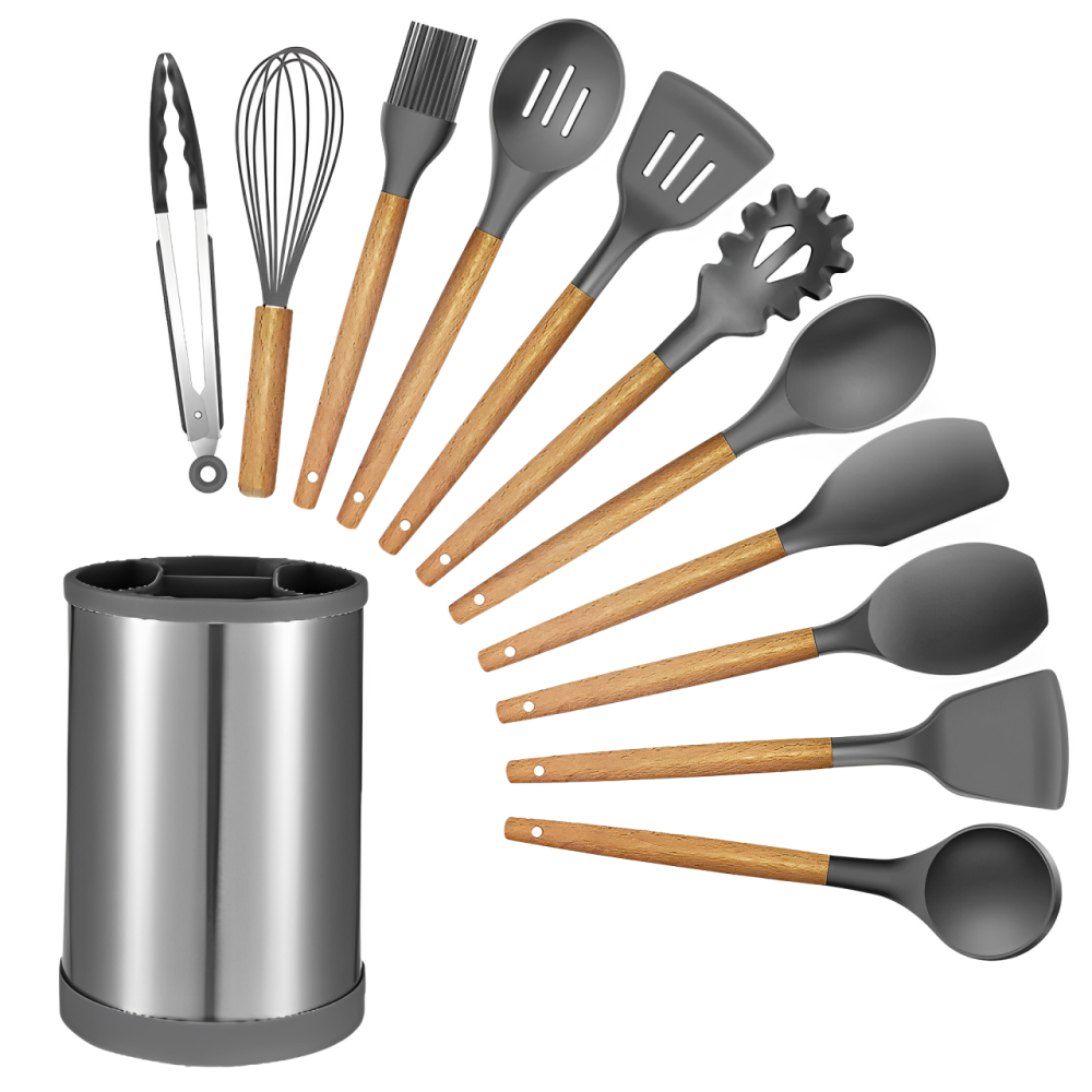 Utensilios Cocina Silicona Resistente Base Giratoria Inoxidable