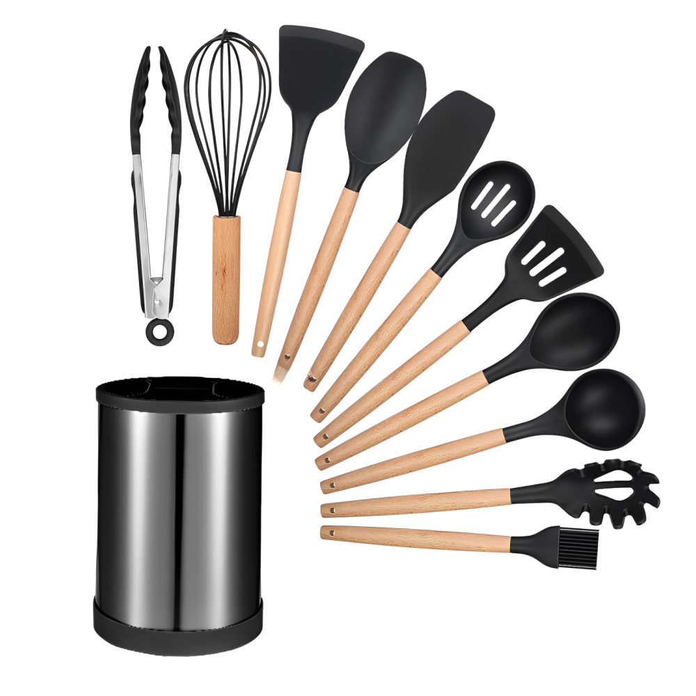 Utensilios Cocina Silicona Resistente Base Giratoria Inoxidable