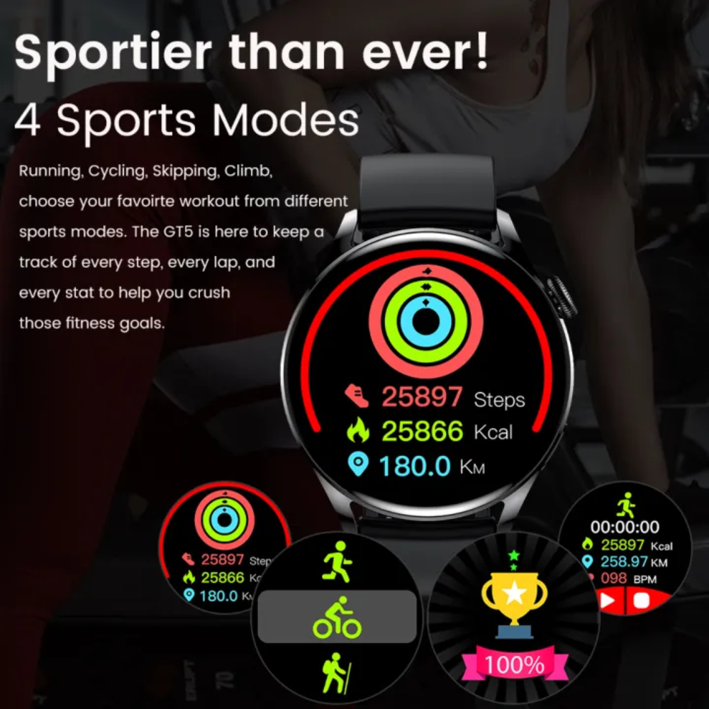 ⌚Reloj Inteligente Smartwatch Gt5 Nfc Siri Carga Inalámbrica