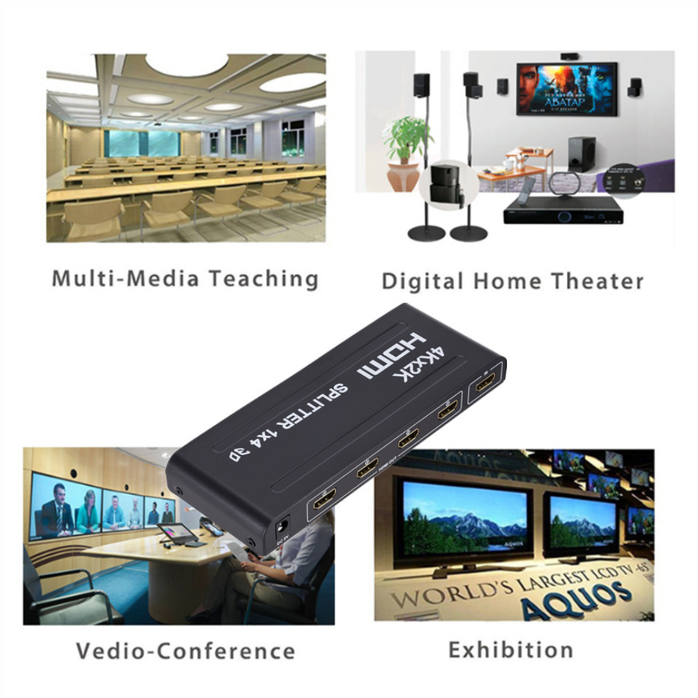 Splitter Hdmi 1 X 4 Alta Definición 1920x108p/3d /4k