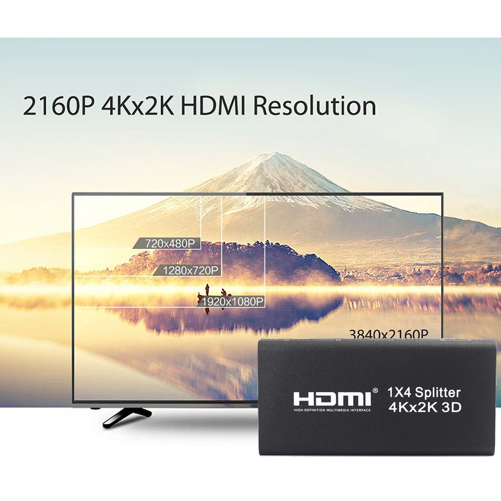 Splitter Hdmi 1 X 4 Alta Definición 1920x108p/3d /4k