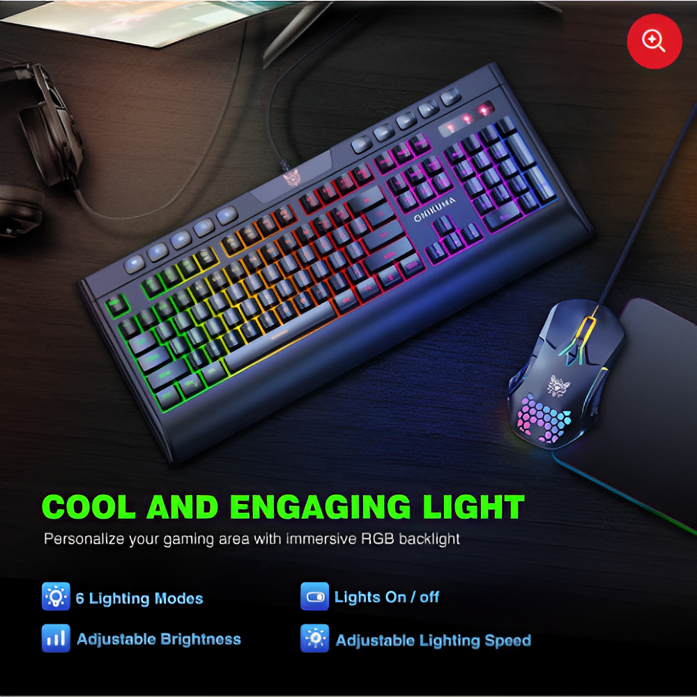 Combo Teclado Gaming Onikuma G21 Con Luces Led Original