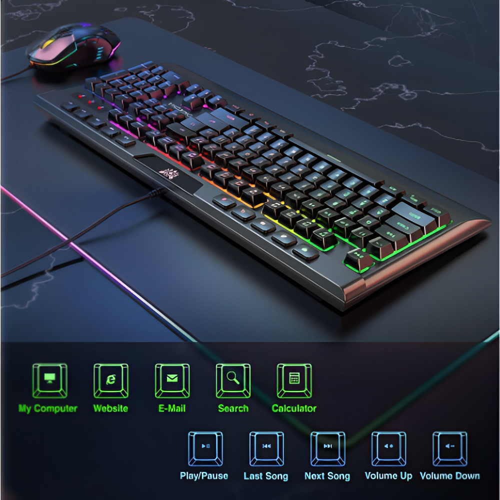 Combo Teclado Gaming Onikuma G21 Con Luces Led Original