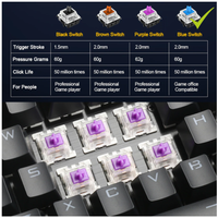 Thumbnail for Teclado Mecánico Tecla Cambiable Luz Rgb A808 Ergonómico