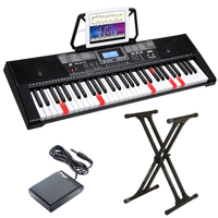 Thumbnail for piano organeta Teclado Musical 61 Teclas Mk-2115 Iluminadas Con Atril Pedal