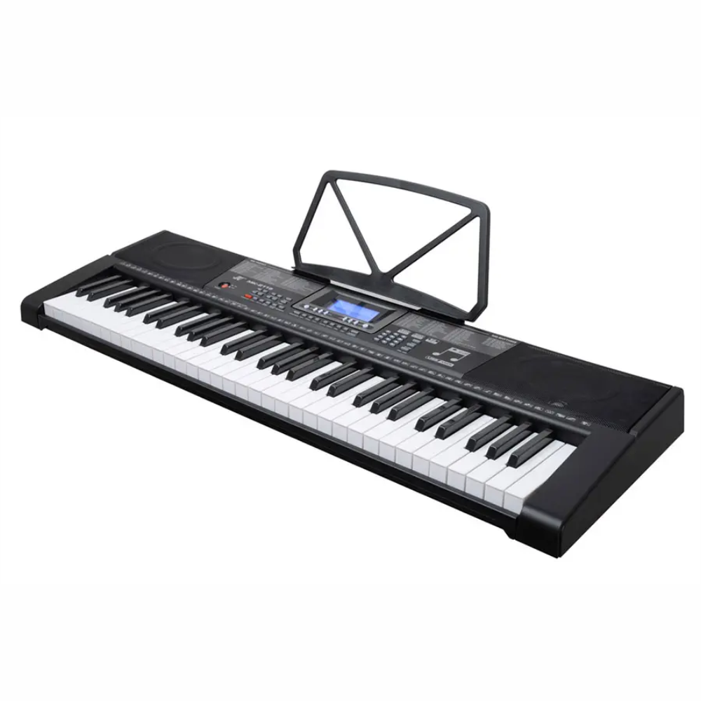 piano organeta Teclado Musical 61 Teclas Mk-2115 Iluminadas Con Atril Pedal