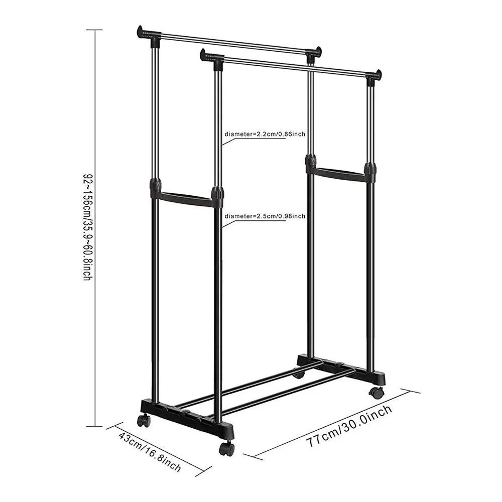 👕👗Tendedero De Ropa Plegable Multifuncional Portatil Con Rueda 🛒🚿