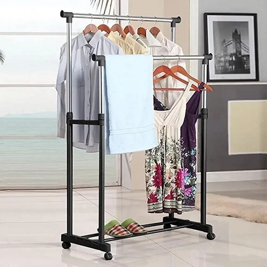 👕👗Tendedero De Ropa Plegable Multifuncional Portatil Con Rueda 🛒🚿