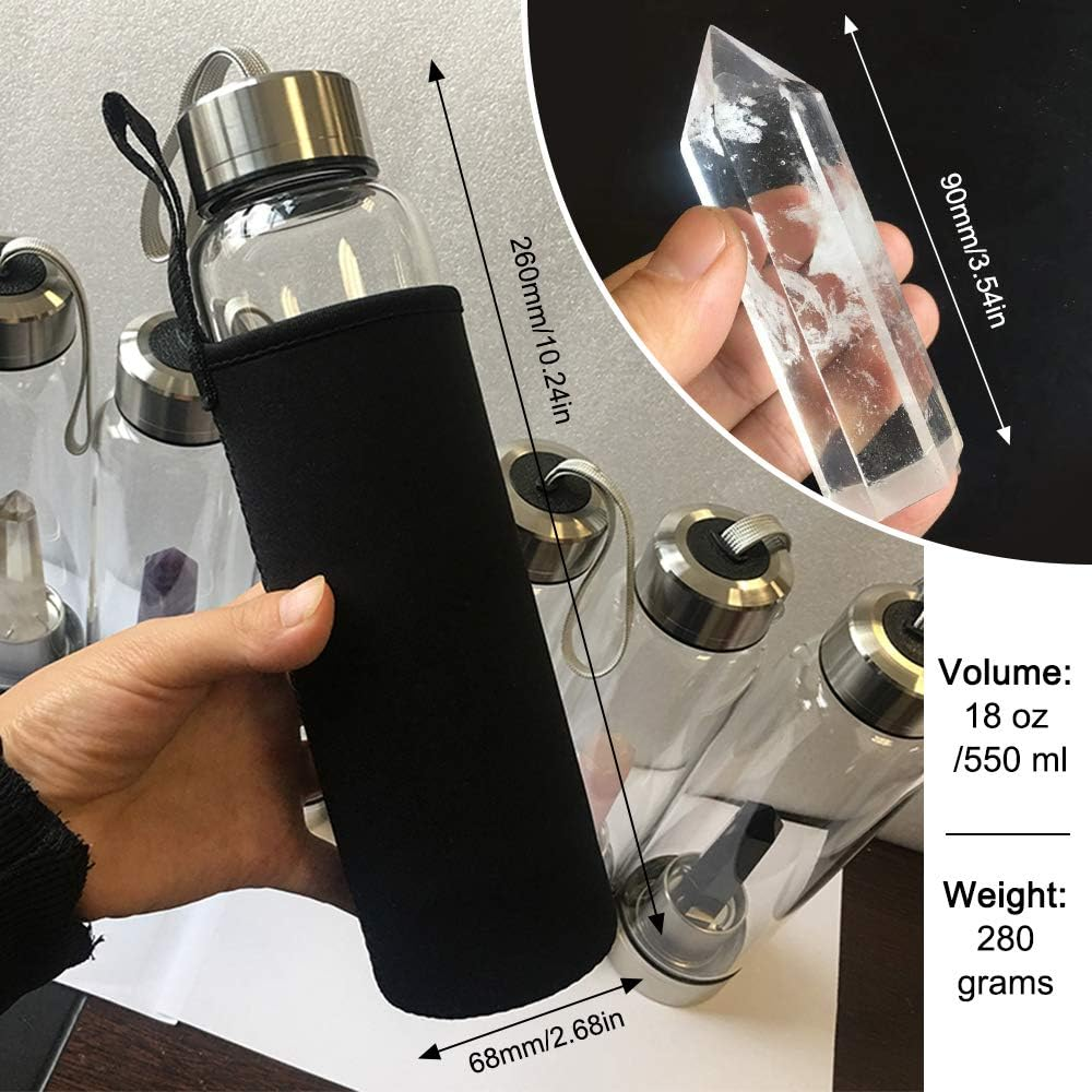 Termo Botella De Agua Con Cristales De Cuarzo Y Estuche