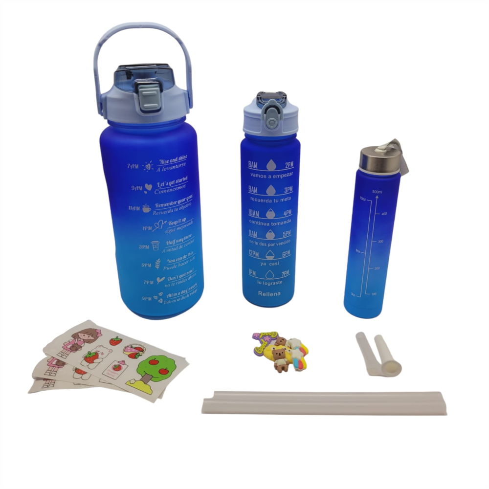 Termo Motivacional 3 En 1 Sticker 2 Litros 900ml 300ml