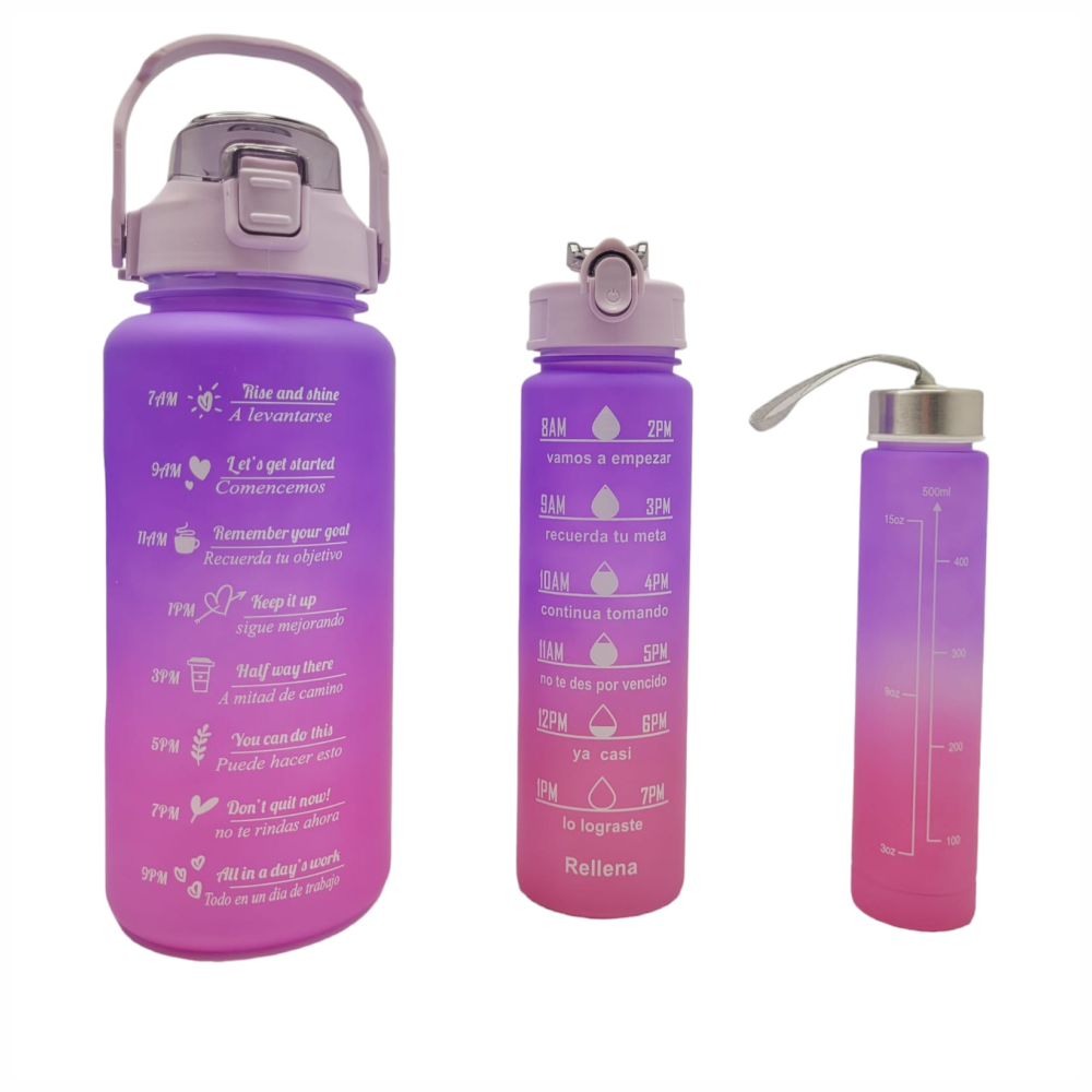 Termo Motivacional 3 En 1 Sticker 2 Litros 900ml 300ml
