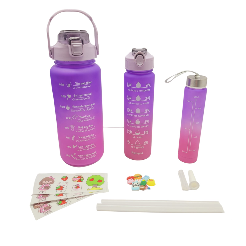 Termo Motivacional 3 En 1 Sticker 2 Litros 900ml 300ml