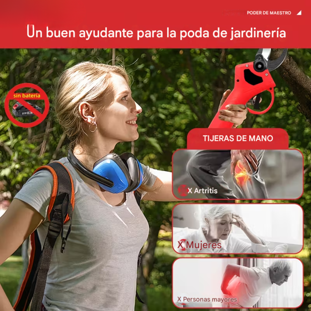 Tijera Podadora Jardín Eléctrica Portátil Recargable 56v