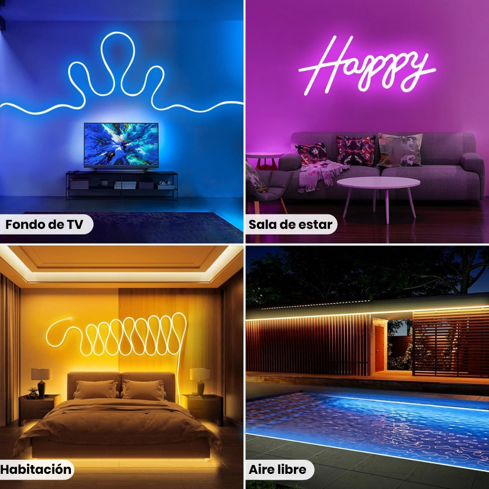 🌈💡Tira Luz Led Neon Rgb Manguera 7 Metros Micrófono Rítmica🎉🎶