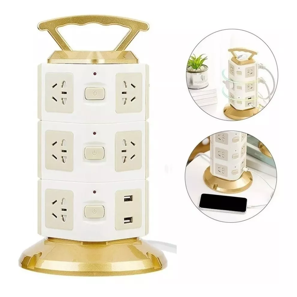 ⚡Torre Multi Toma Corriente 3 Niveles Usb X 12 Tomas 2500w💡