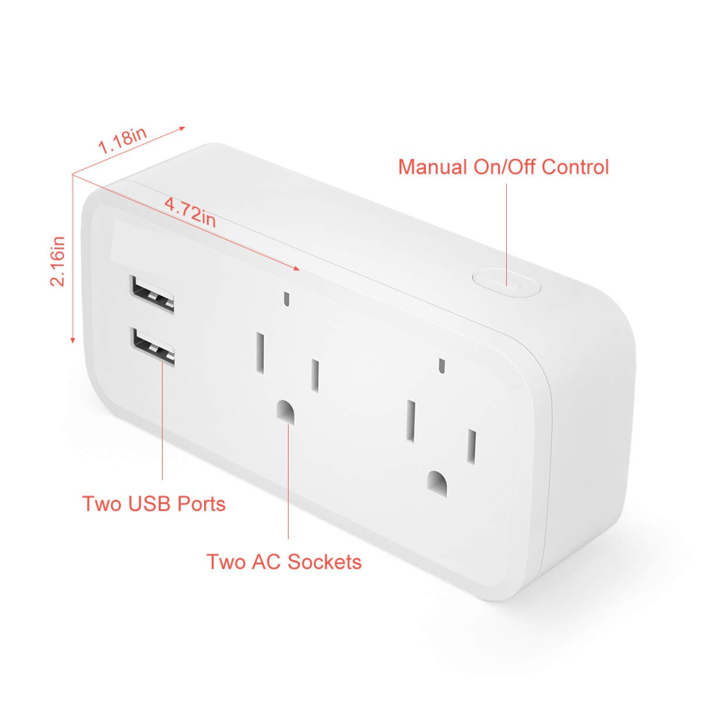 Toma Corriente Inteligente Alexa Interruptor Dual Puerto Usb
