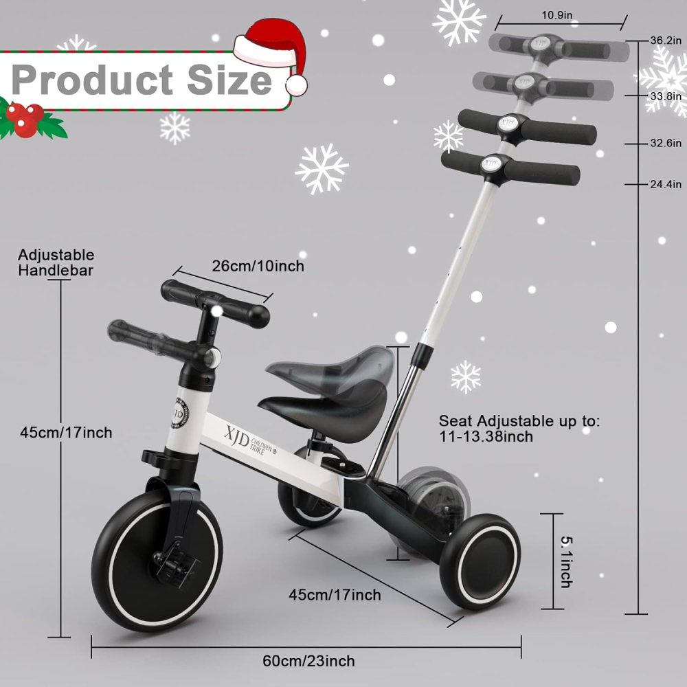 Triciclo Bicicleta Niños Ajustable Paseador 4 En 1 Multifuncional