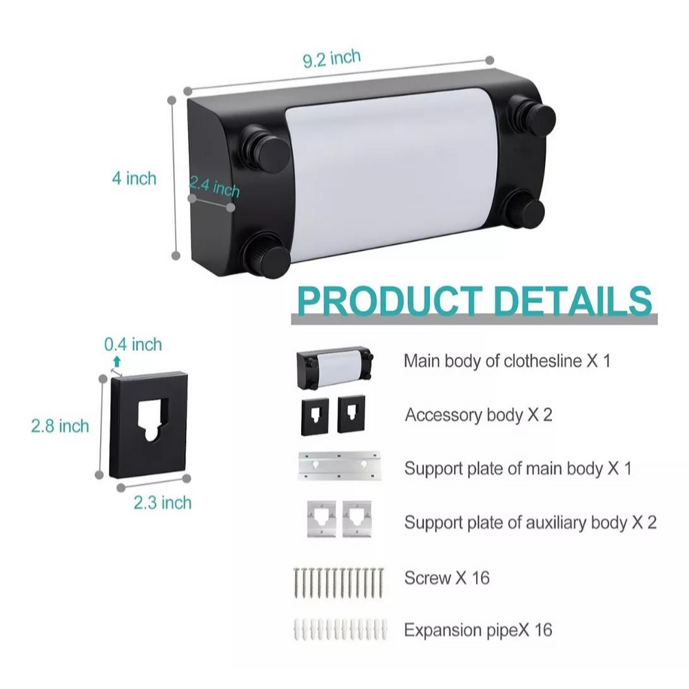 🌟Tendedero De Ropa Retráctil 2 Cuerdas Acero Inoxidable 4.30m