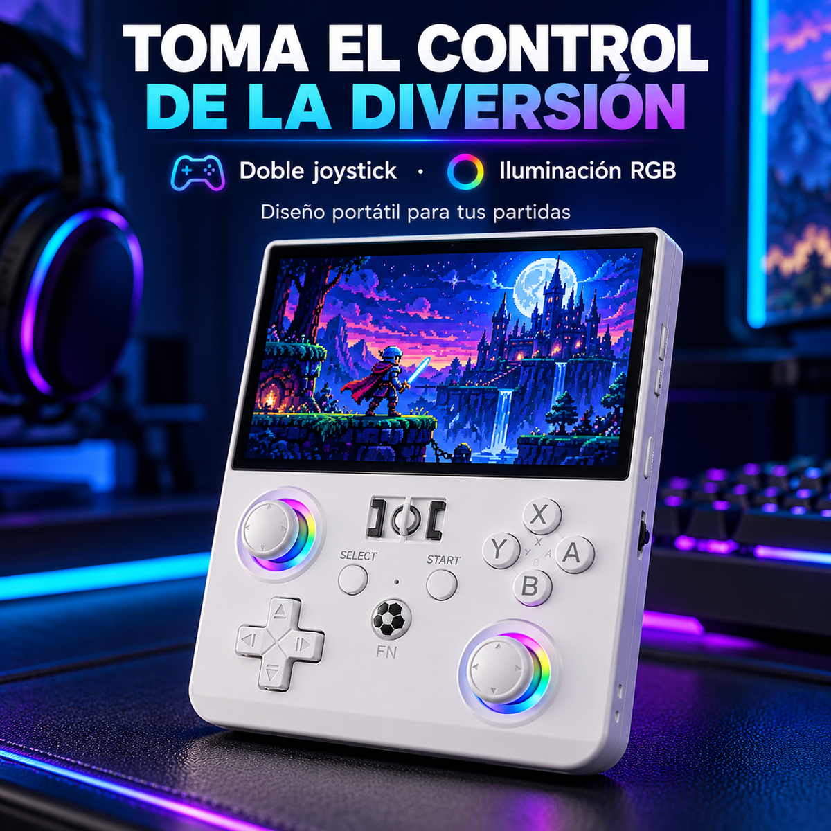 Consola Retro Portátil R36 Max 2 WiFi Pantalla IPS 4.5 Linux RGB 4000 MAh 30 Emuladores