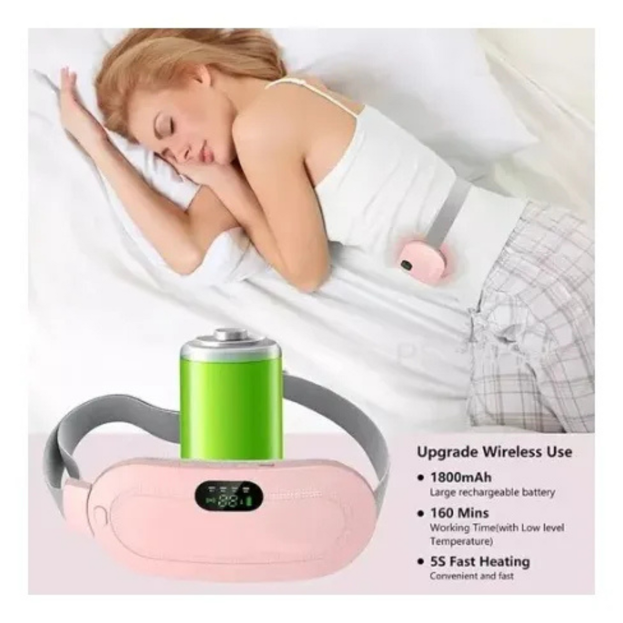 Cinturón térmico con masaje para alivio de cólicos y dolor abdominal