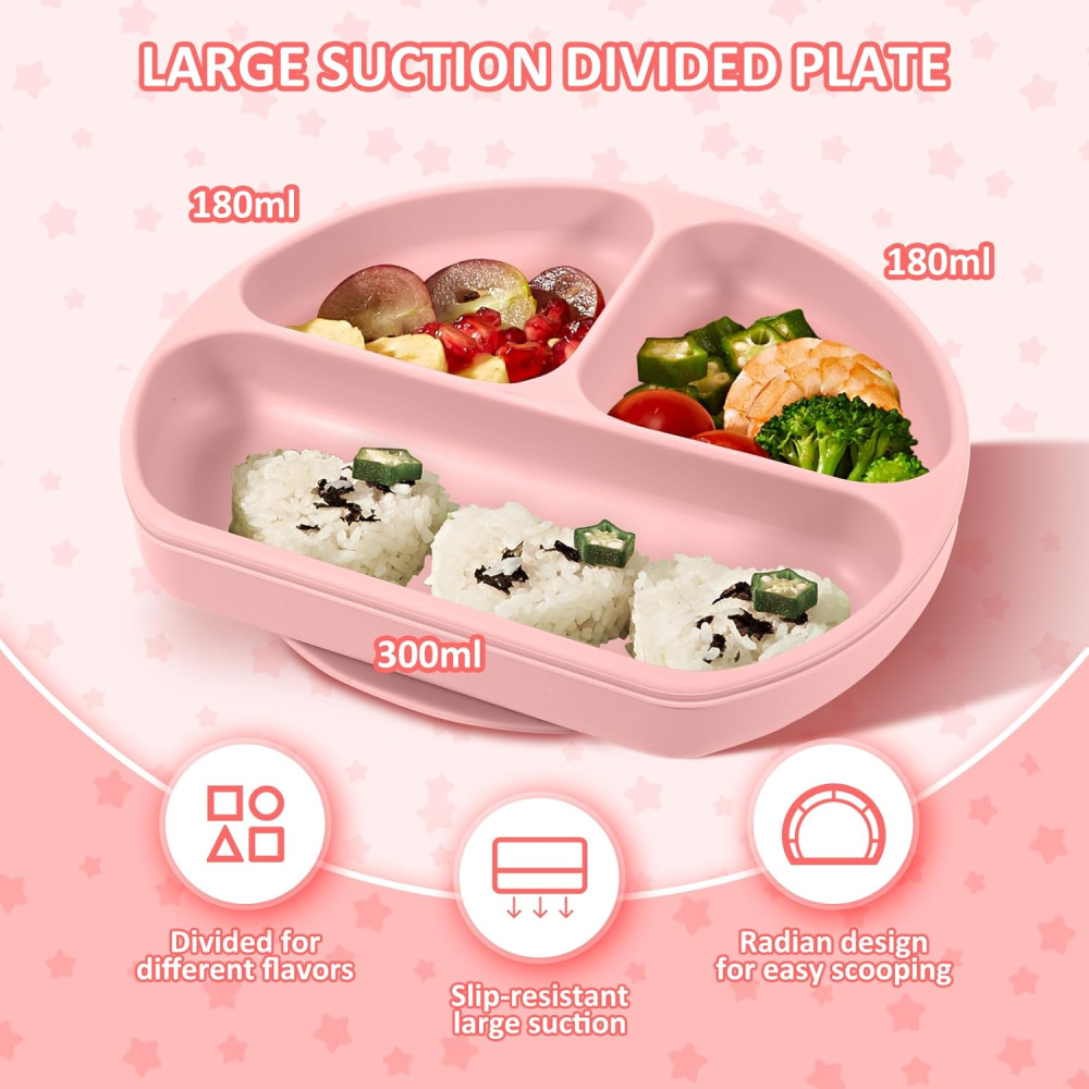 Juego De Vajilla Para Bebes Con Antideslizantes En Silicona