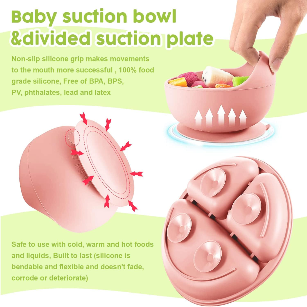 Juego De Vajilla Para Bebes Con Antideslizantes En Silicona