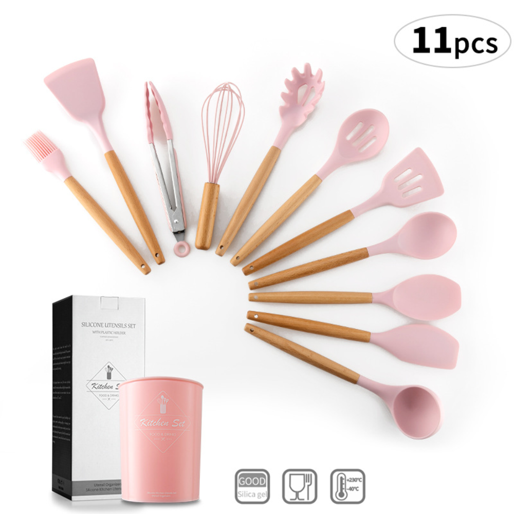 Set 12 Utensilios De Cocina Silicona Resistente Calor Juego
