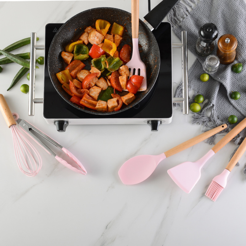 Set 12 Utensilios De Cocina Silicona Resistente Calor Juego
