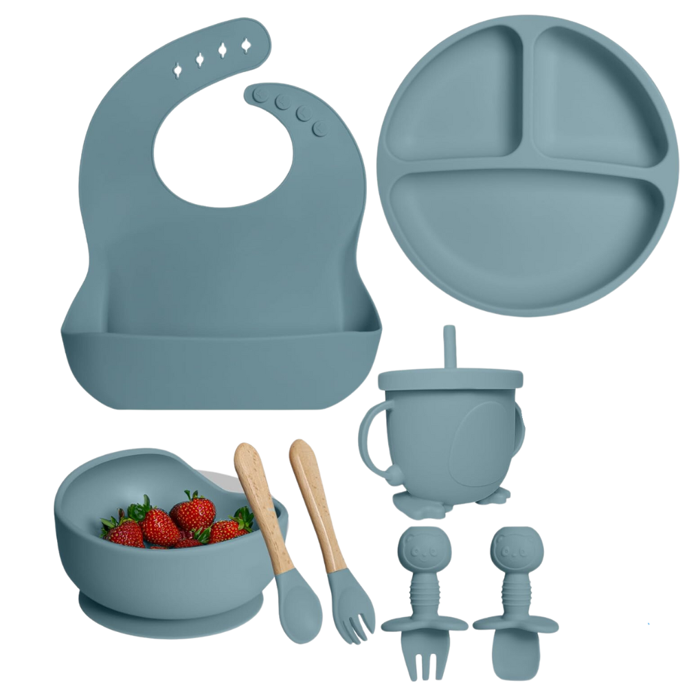 Juego Vajilla Bebes Antideslizantes Silicona 8pcs Ergonómico