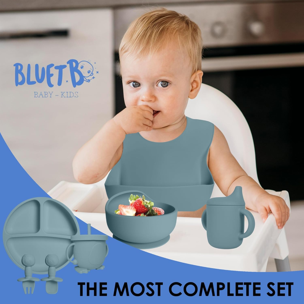 Juego Vajilla Bebes Antideslizantes Silicona 8pcs Ergonómico
