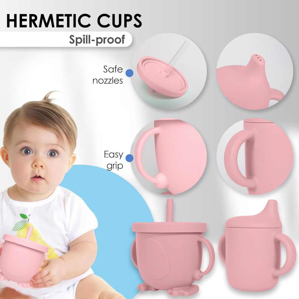 Juego Vajilla Bebes Antideslizantes Silicona 8pcs Ergonómico