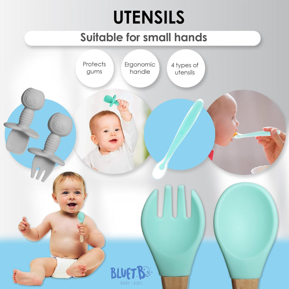 Juego Vajilla Bebes Antideslizantes Silicona 8pcs Ergonómico